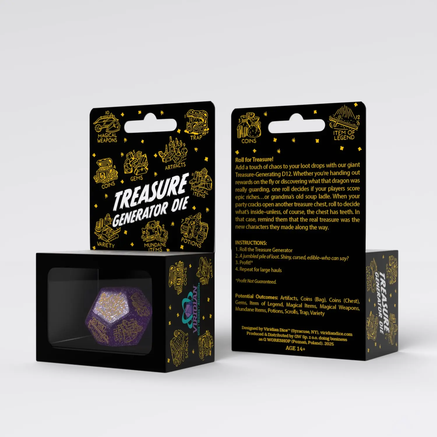 Treasure Generator Die — Shimmering Purple & Gold