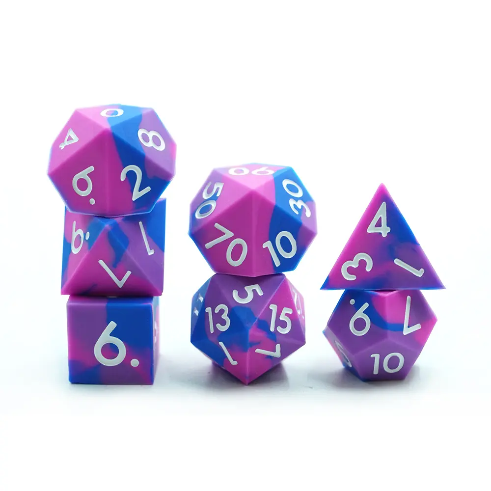 Silicone Dice Set — Blue, Purple & Magenta