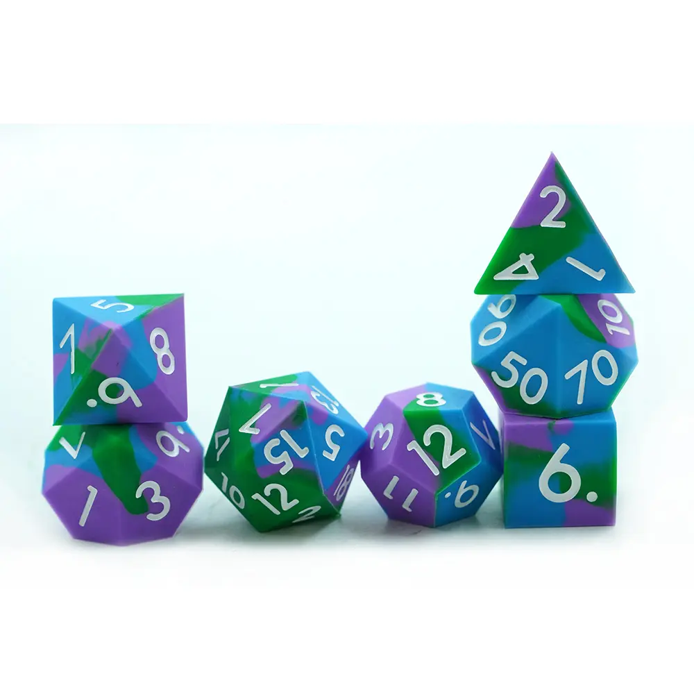 Silicone Dice Set — Green, Purple & Blue