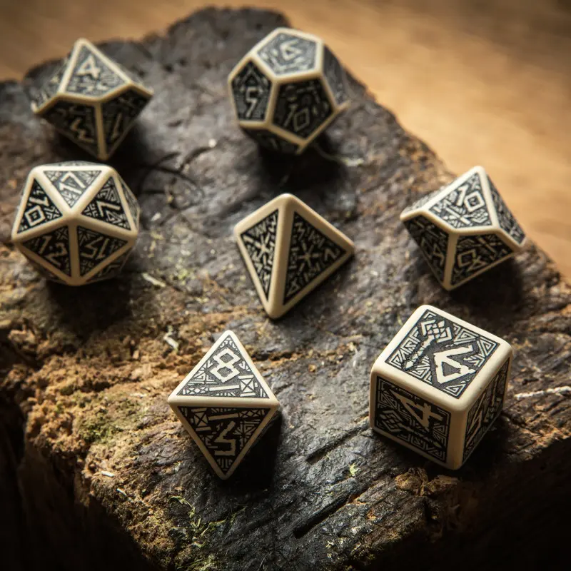 Dwarven Dice Set — Beige & Black - Image 3