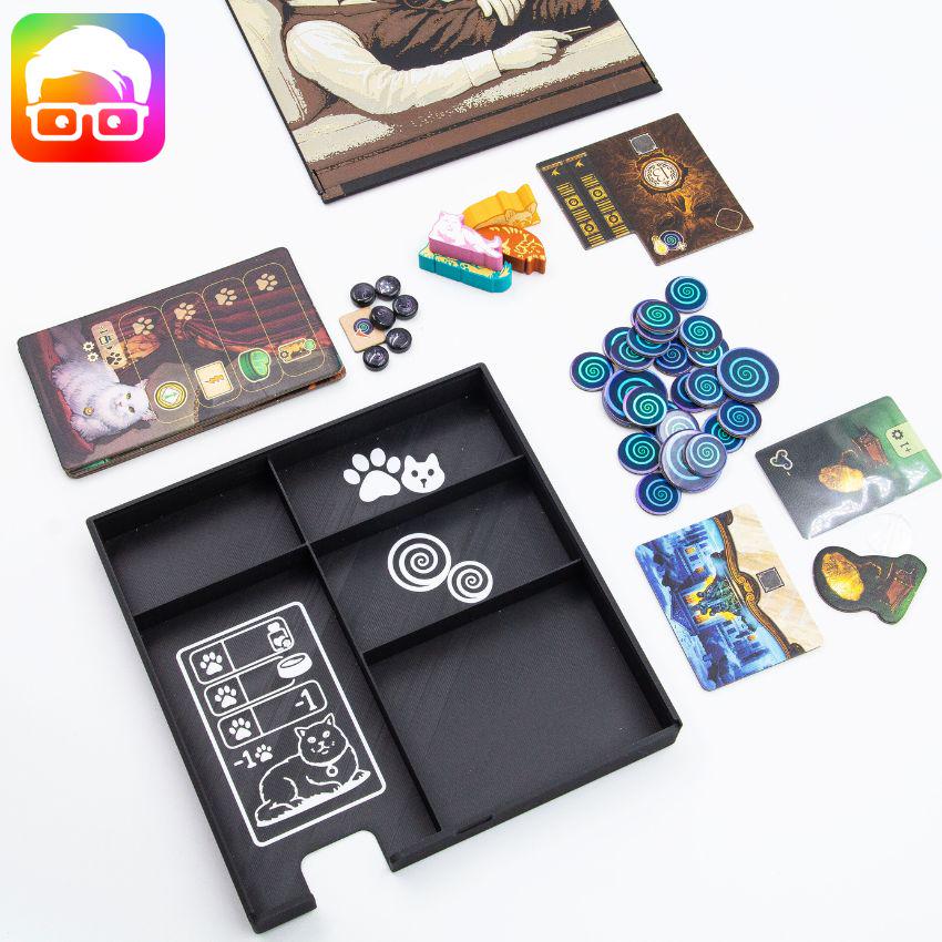 Unconscious Mind board game storage system for upright box storage