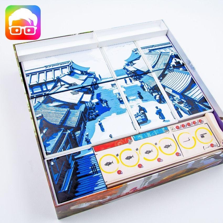 Iki board game insert with organised component storage