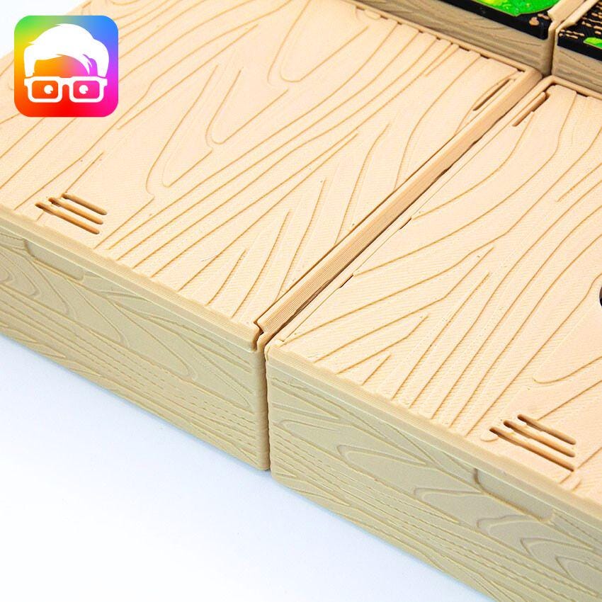 Maple Valley board game storage upgrade with decorative lids