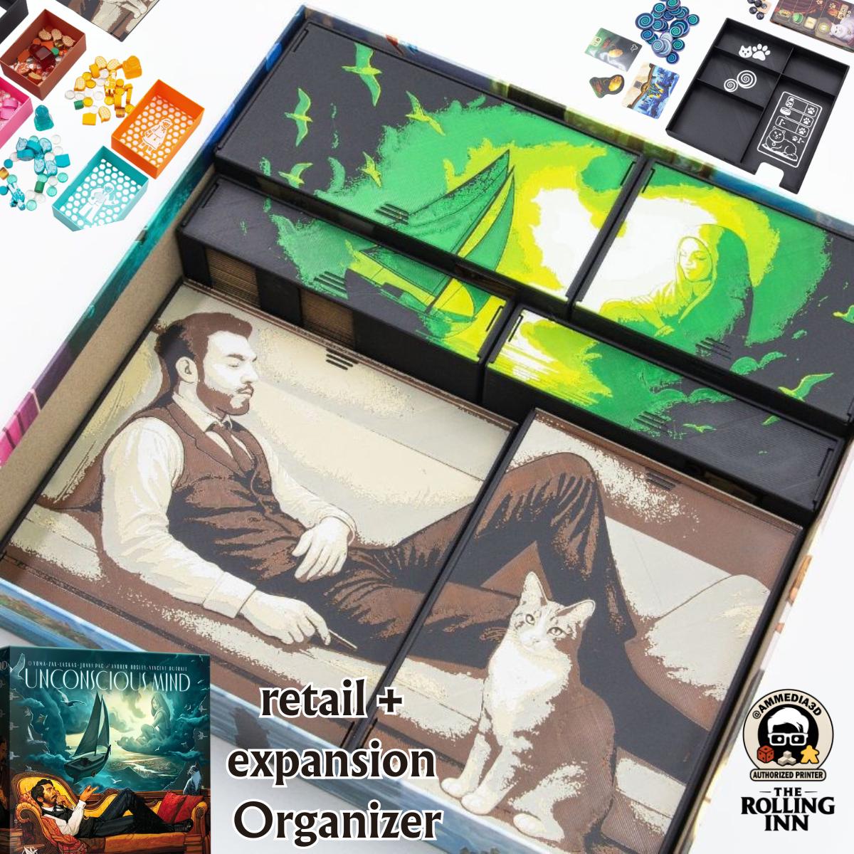 Unconscious Mind board game organiser with 3D printed storage trays