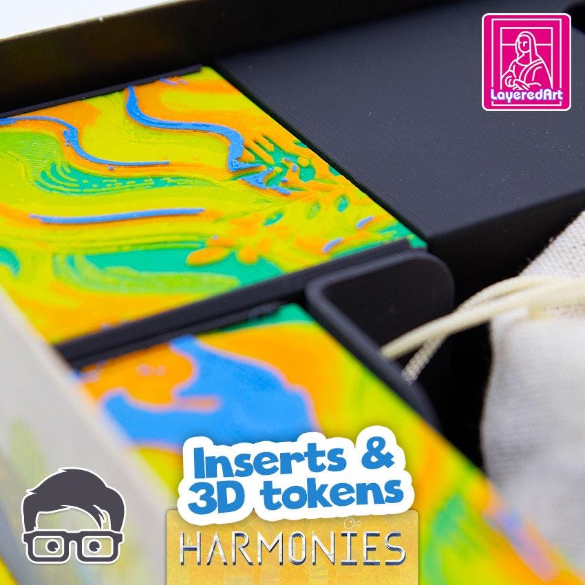 3D printed Harmonies insert for cards and components