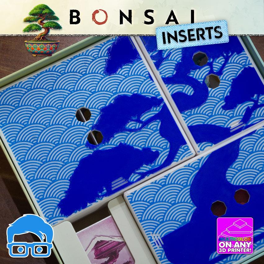 Bonsai board game organiser with 3D printed storage trays