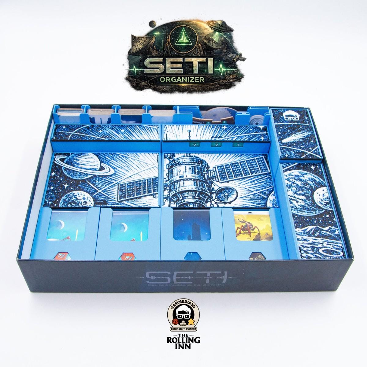 SETI board game organiser with 3D printed storage trays