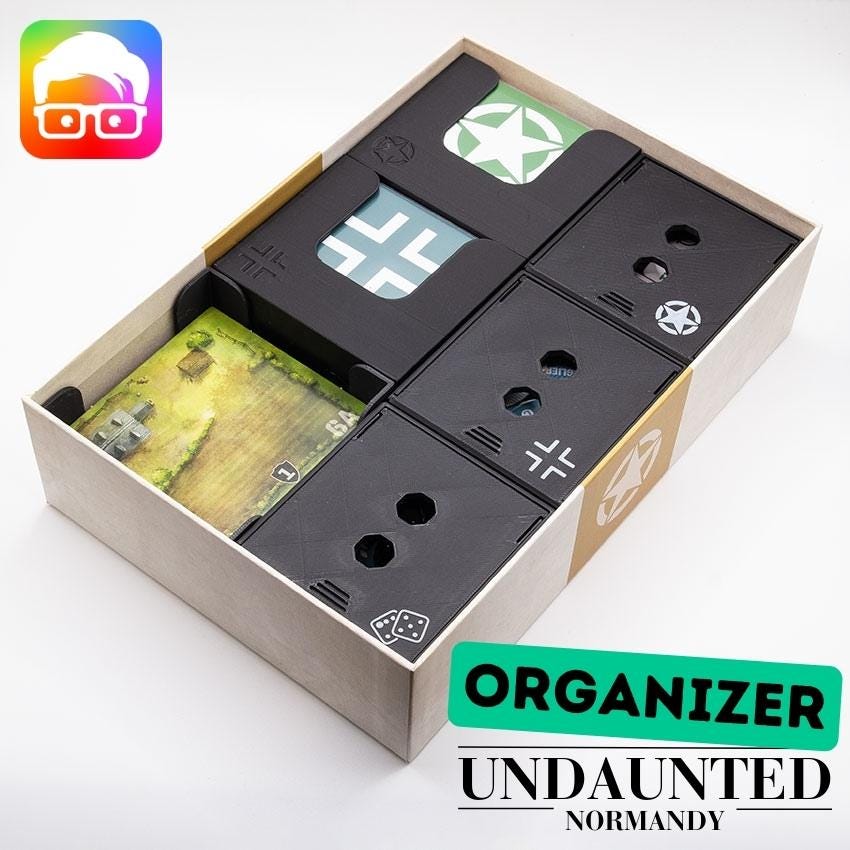Undaunted: Normandy board game storage system for upright box storage