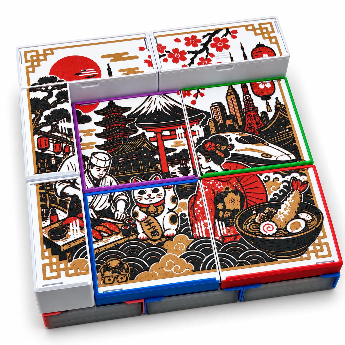 Let’s Go! To Japan Organiser 3D-printed board game organiser